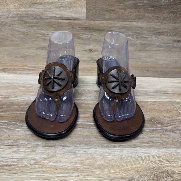 Cole Haan Brown Leather Thong Block Heel Sandals Women's Size 9.5 - Picture 2 of 8